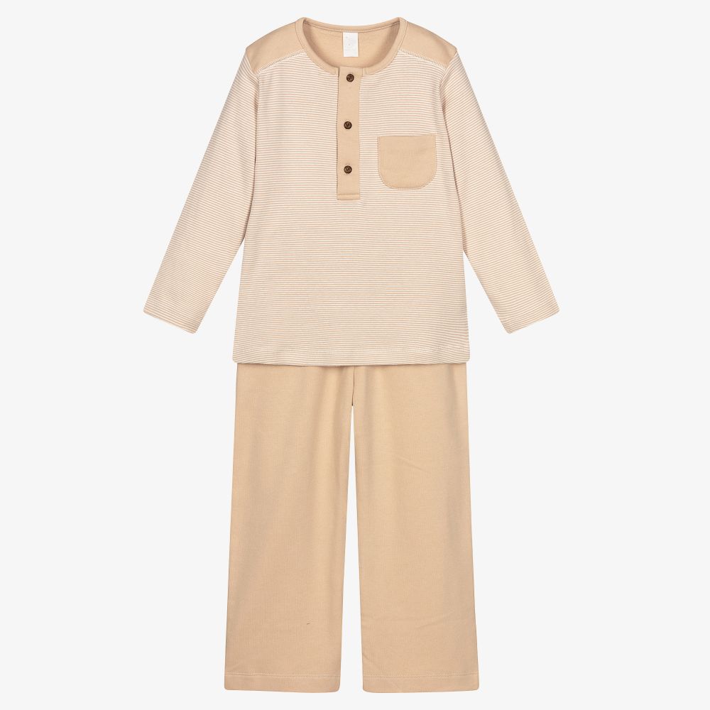 Laranjinha - Beige Cotton Pyjamas | Childrensalon