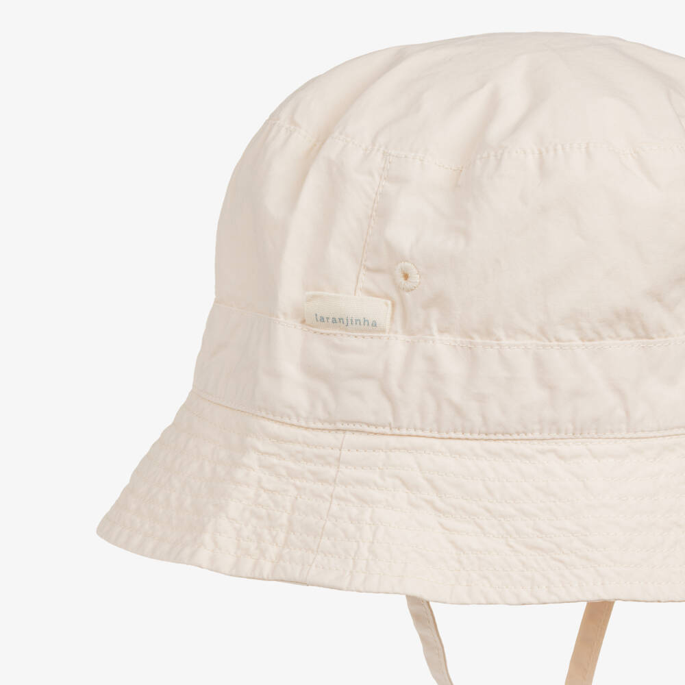 Laranjinha-Beige Cotton Twill Bucket Hat | Childrensalon Outlet