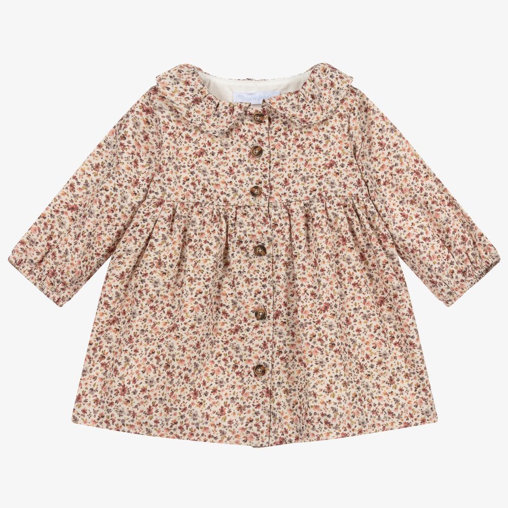 Laranjinha - Geblümtes Kleid in Beige und Rosa | Childrensalon