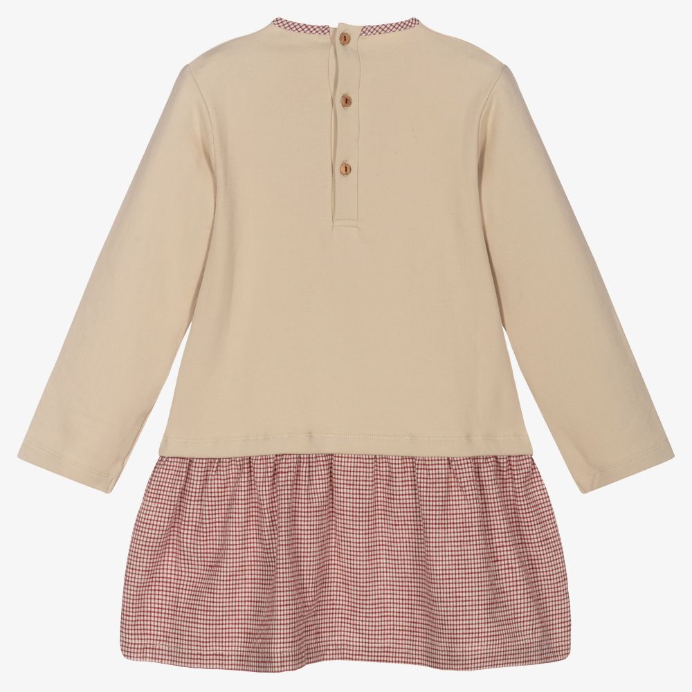 Laranjinha-Beige & Red Check Cotton Dress | Childrensalon Outlet