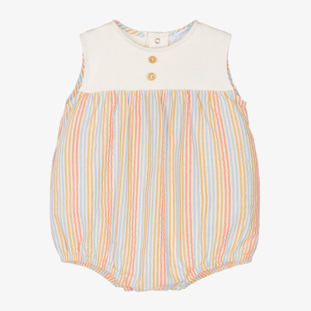 Laranjinha-Beige Striped Seersucker Shortie | Childrensalon Outlet
