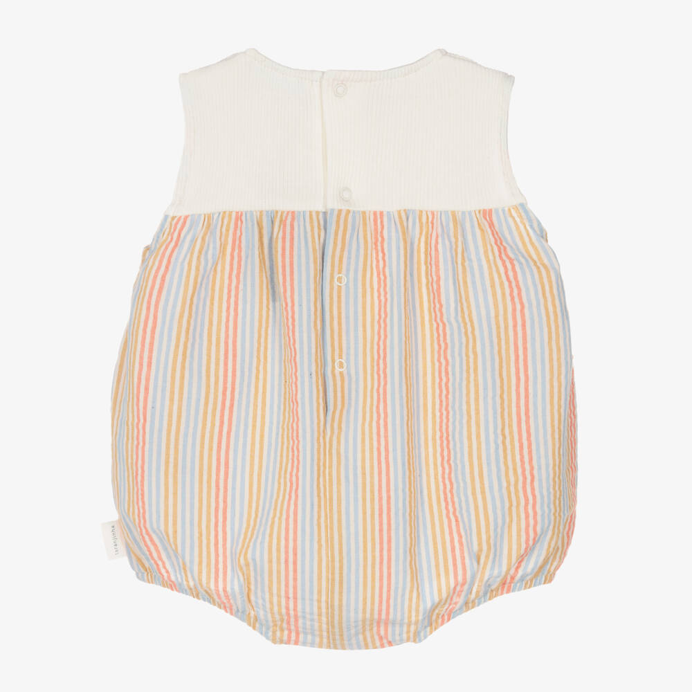 Laranjinha-Beige Striped Seersucker Shortie | Childrensalon Outlet