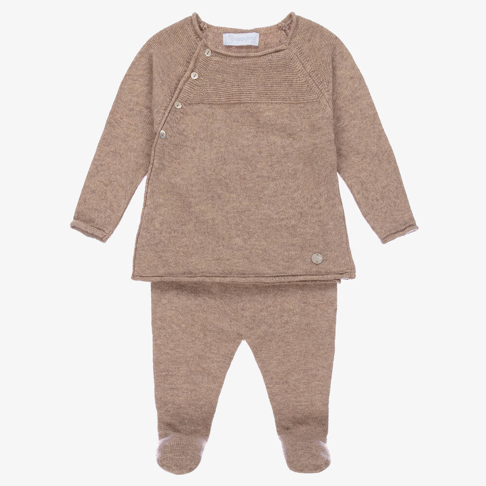 Laranjinha-بيبي غرو مزيج صوف لون بيج - قطعتين | Childrensalon Outlet