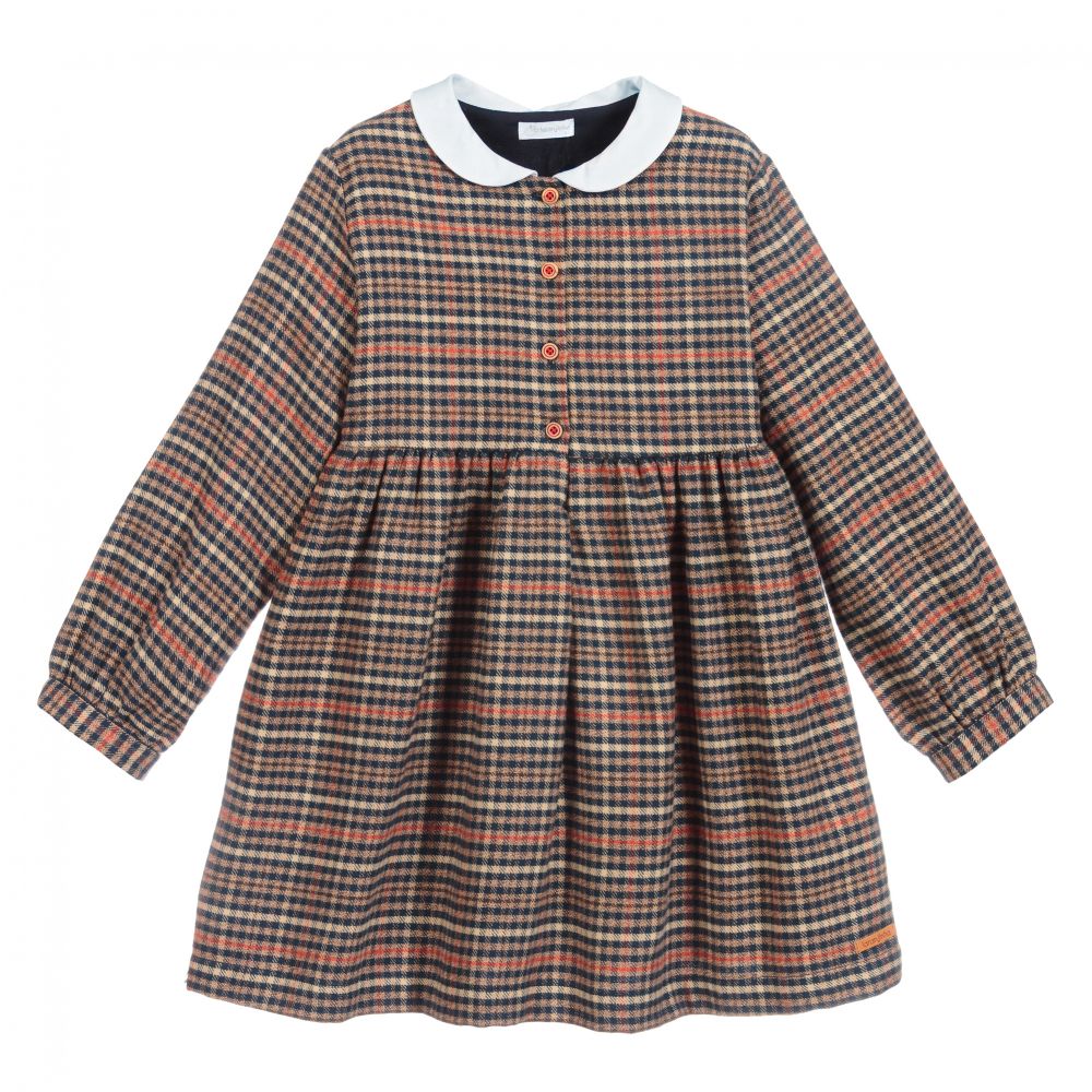 Laranjinha - Blue & Beige Cotton Dress | Childrensalon