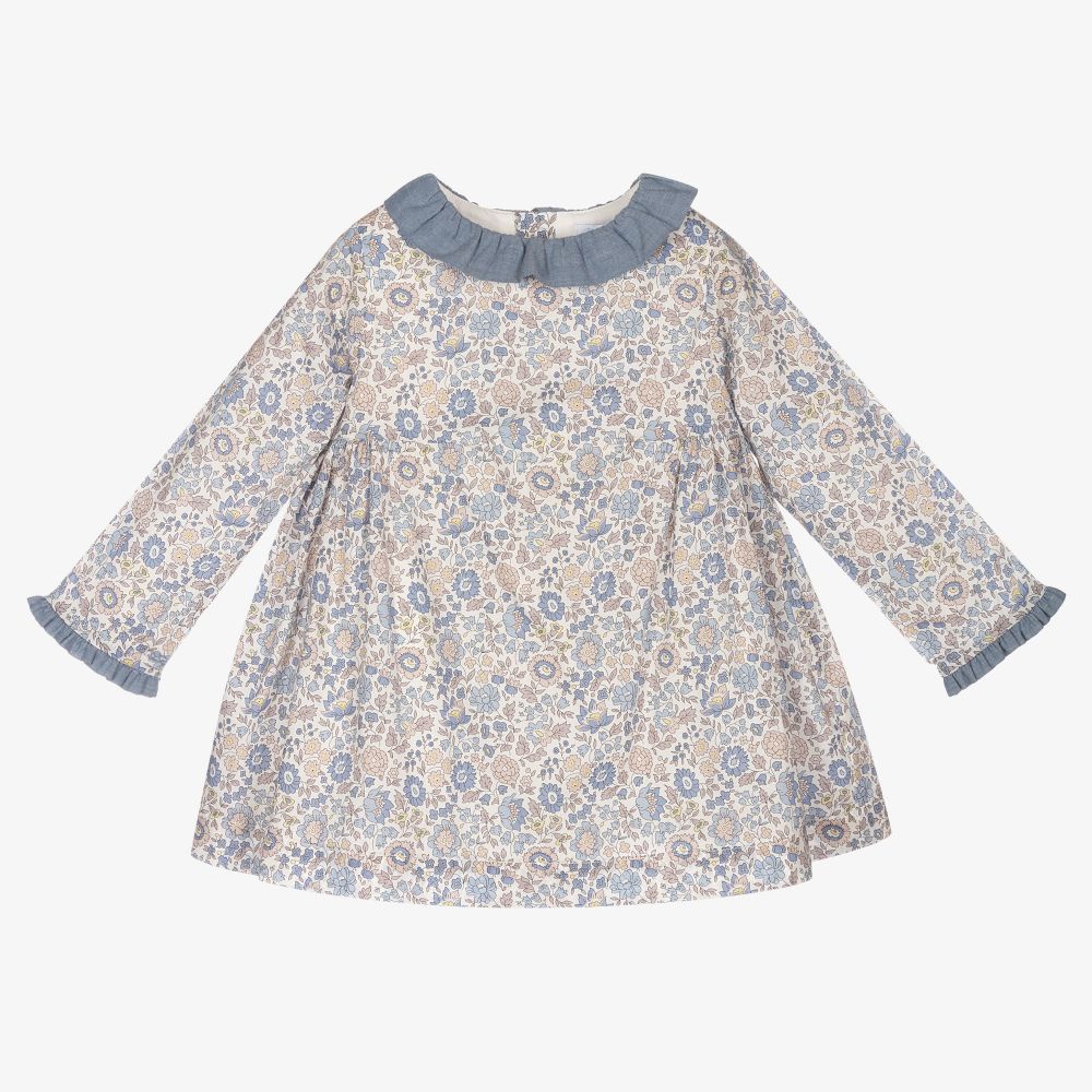 Laranjinha - Blue & Beige Floral Dress Set | Childrensalon