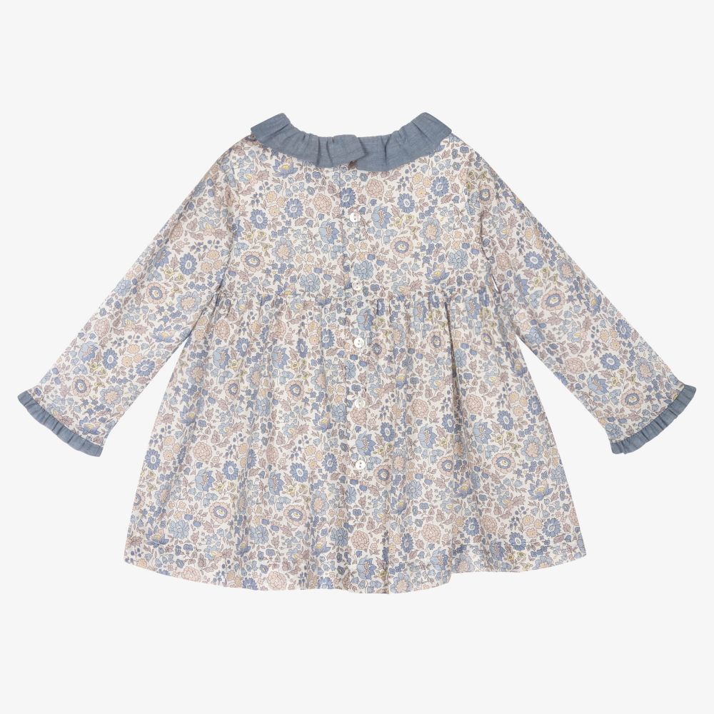 Laranjinha-Blue & Beige Floral Dress Set | Childrensalon Outlet