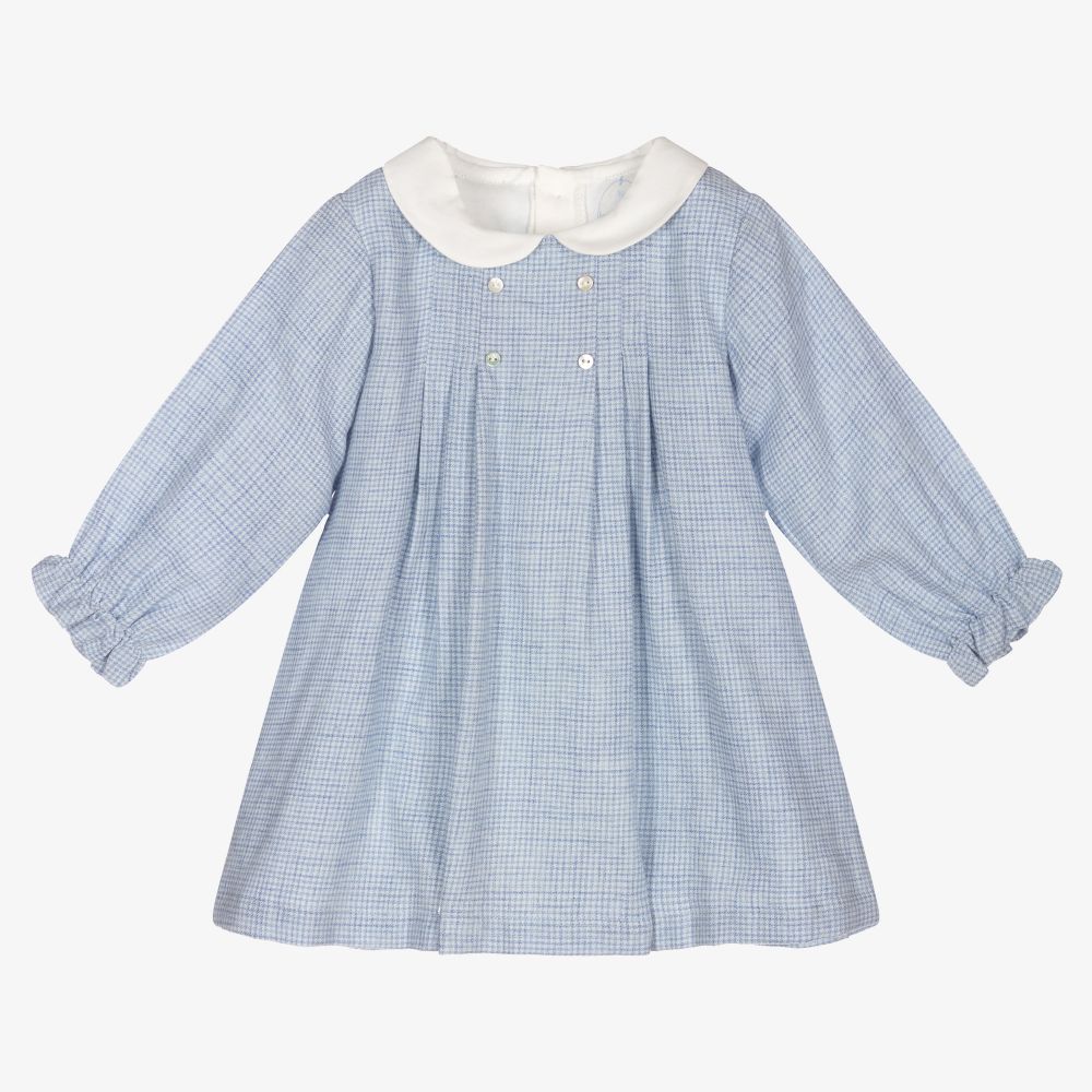 Laranjinha-Blue Check Cotton Baby Dress | Childrensalon Outlet