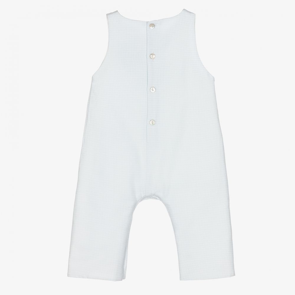 Laranjinha-Blue Check Cotton Baby Romper | Childrensalon Outlet