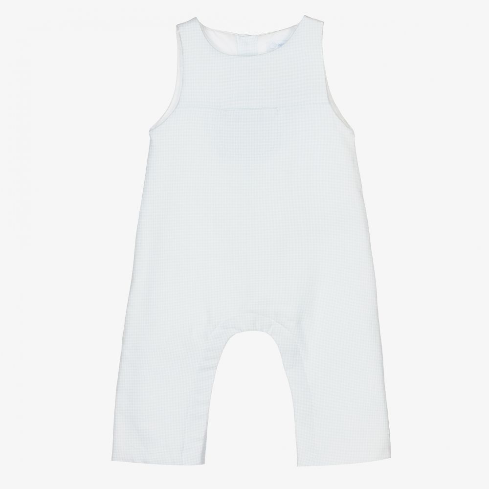 Laranjinha - Blue Check Cotton Baby Romper | Childrensalon