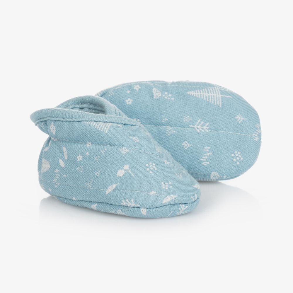 Laranjinha - Blue Cotton Baby Booties | Childrensalon