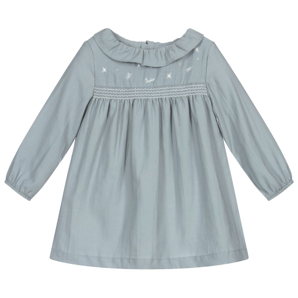 Laranjinha-Blue Cotton Baby Dress | Childrensalon Outlet