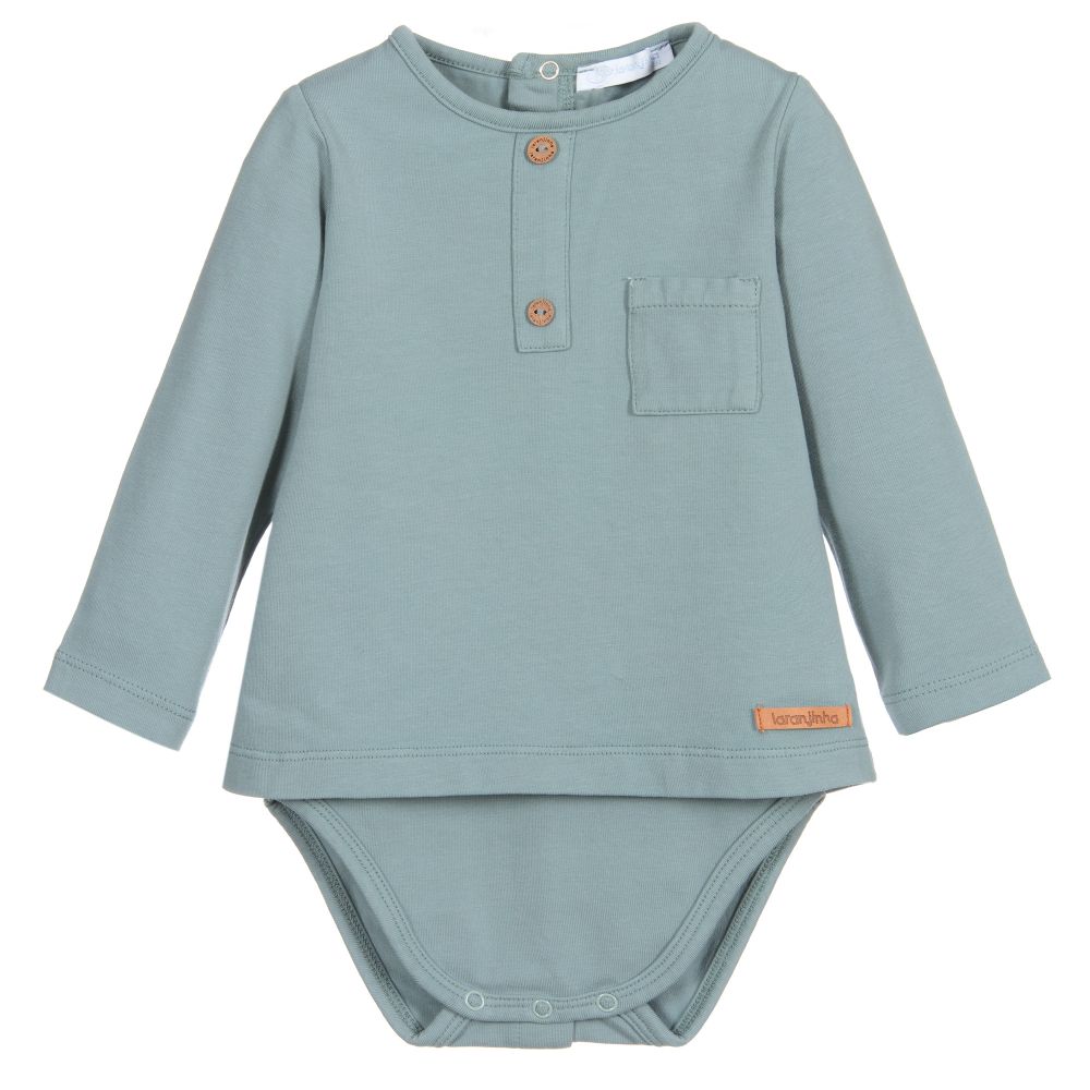 Laranjinha - Blue Cotton Baby Top | Childrensalon