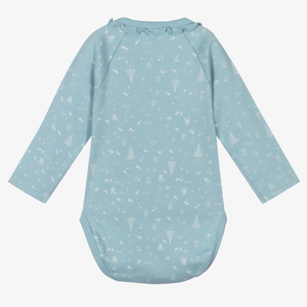 Laranjinha-Blue Cotton Ruffle Bodysuit | Childrensalon Outlet