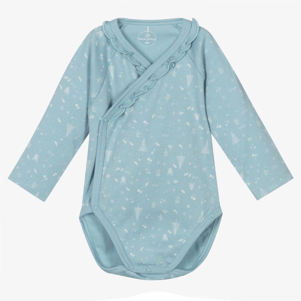 Laranjinha-Blue Cotton Ruffle Bodysuit | Childrensalon Outlet
