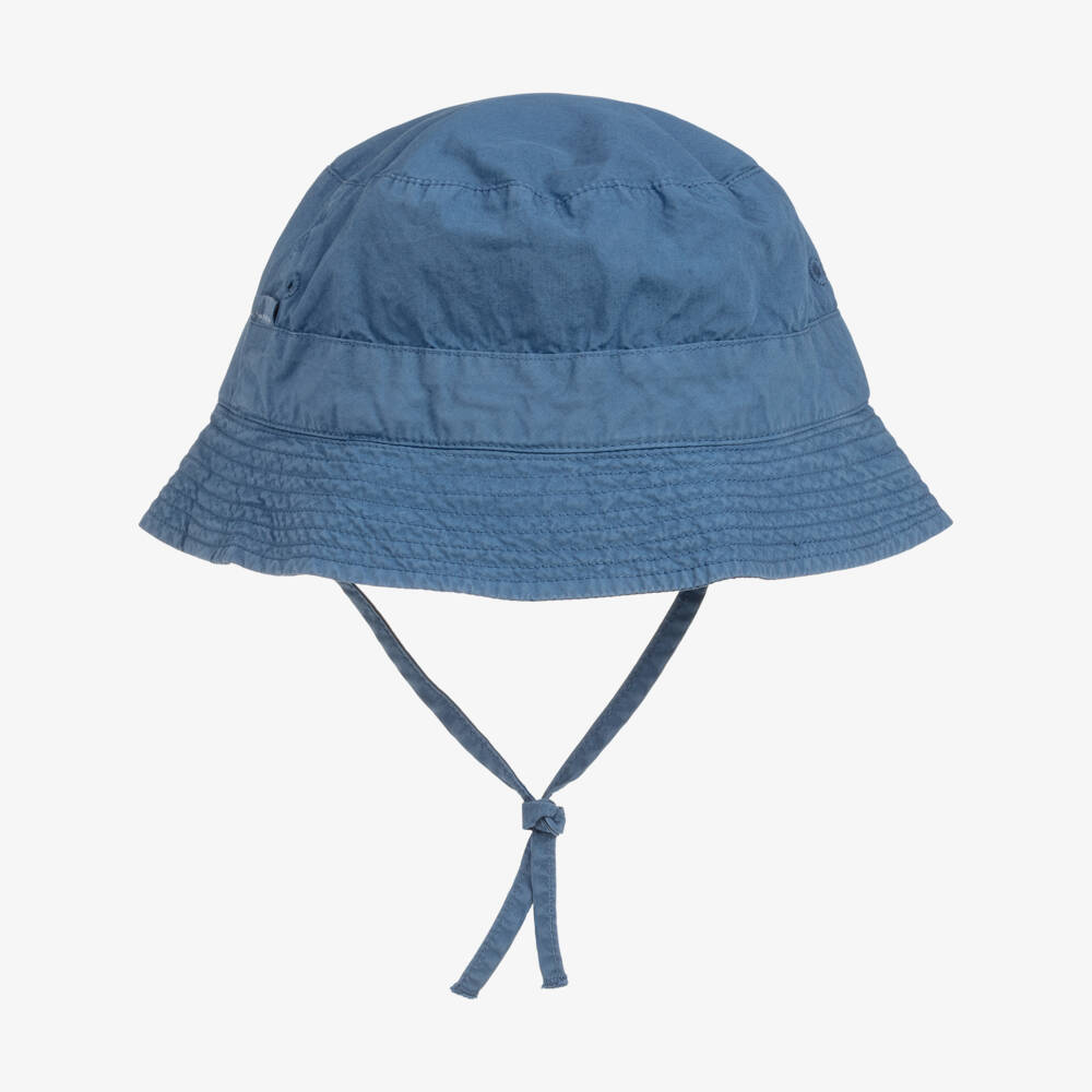 Laranjinha-Blue Cotton Twill Bucket Hat | Childrensalon Outlet