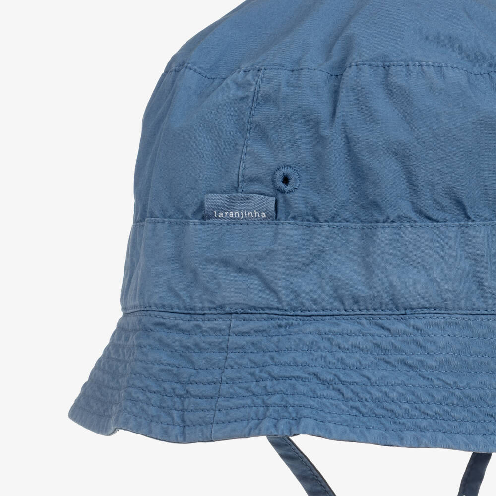 Laranjinha-Blue Cotton Twill Bucket Hat | Childrensalon Outlet