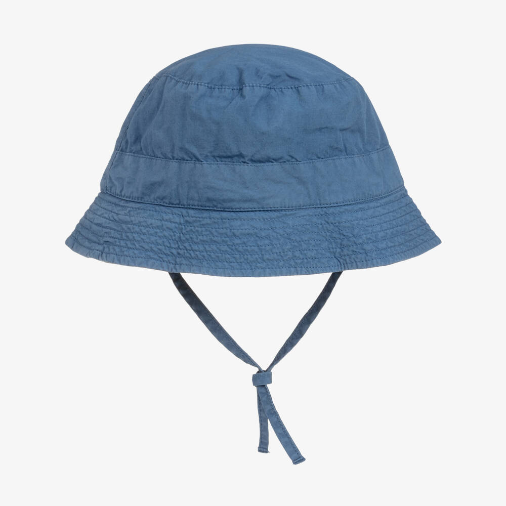 Laranjinha-Blue Cotton Twill Bucket Hat | Childrensalon Outlet