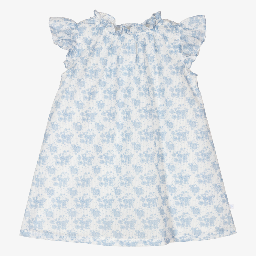 Laranjinha - Голубое хлопковое платье в цветочек | Childrensalon