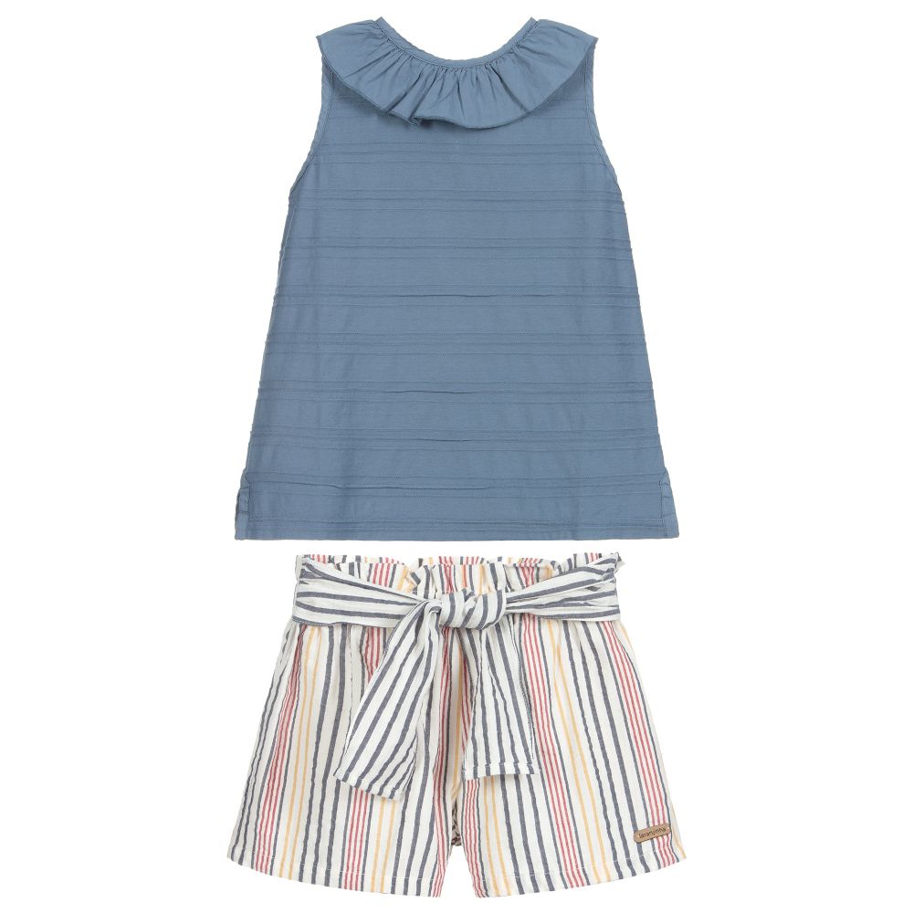 Laranjinha-Синий топ и кремовые шорты | Childrensalon Outlet
