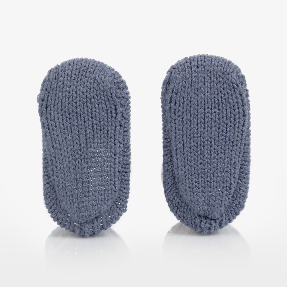 Laranjinha-Blue Knitted Baby Booties | Childrensalon Outlet