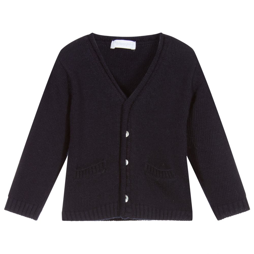Laranjinha - Cardigan bleu en tricot de laine | Childrensalon