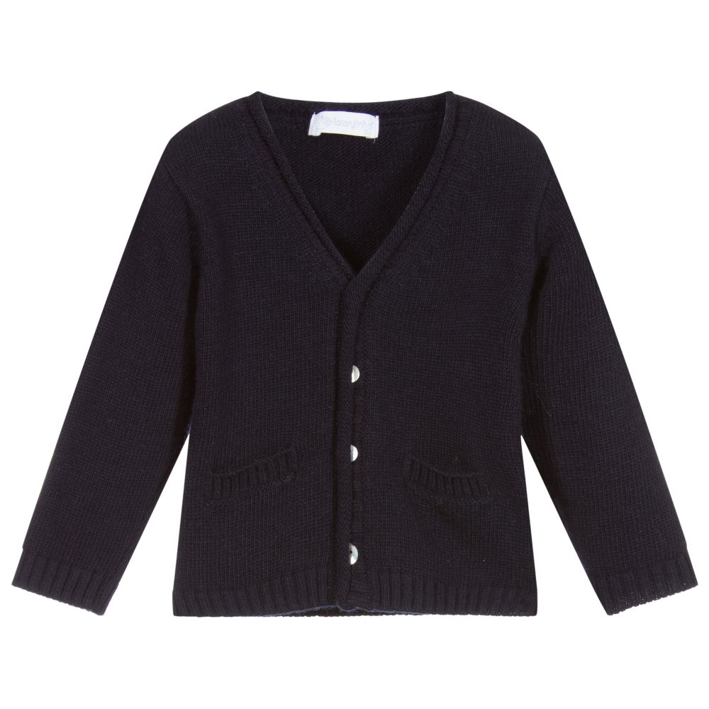 Laranjinha - Blauer Wollstrickcardigan | Childrensalon