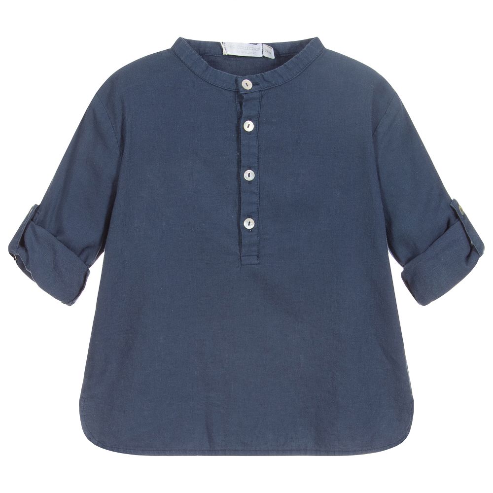 Chic by Laranjinha-قميص قطن و كتّان لون كحلي | Childrensalon Outlet