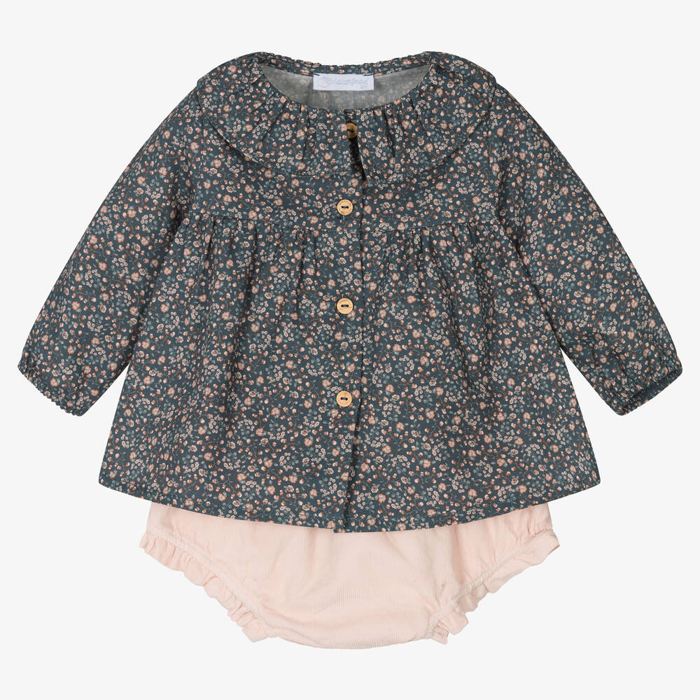 Laranjinha - Blue & Pink Floral Shorts Set | Childrensalon