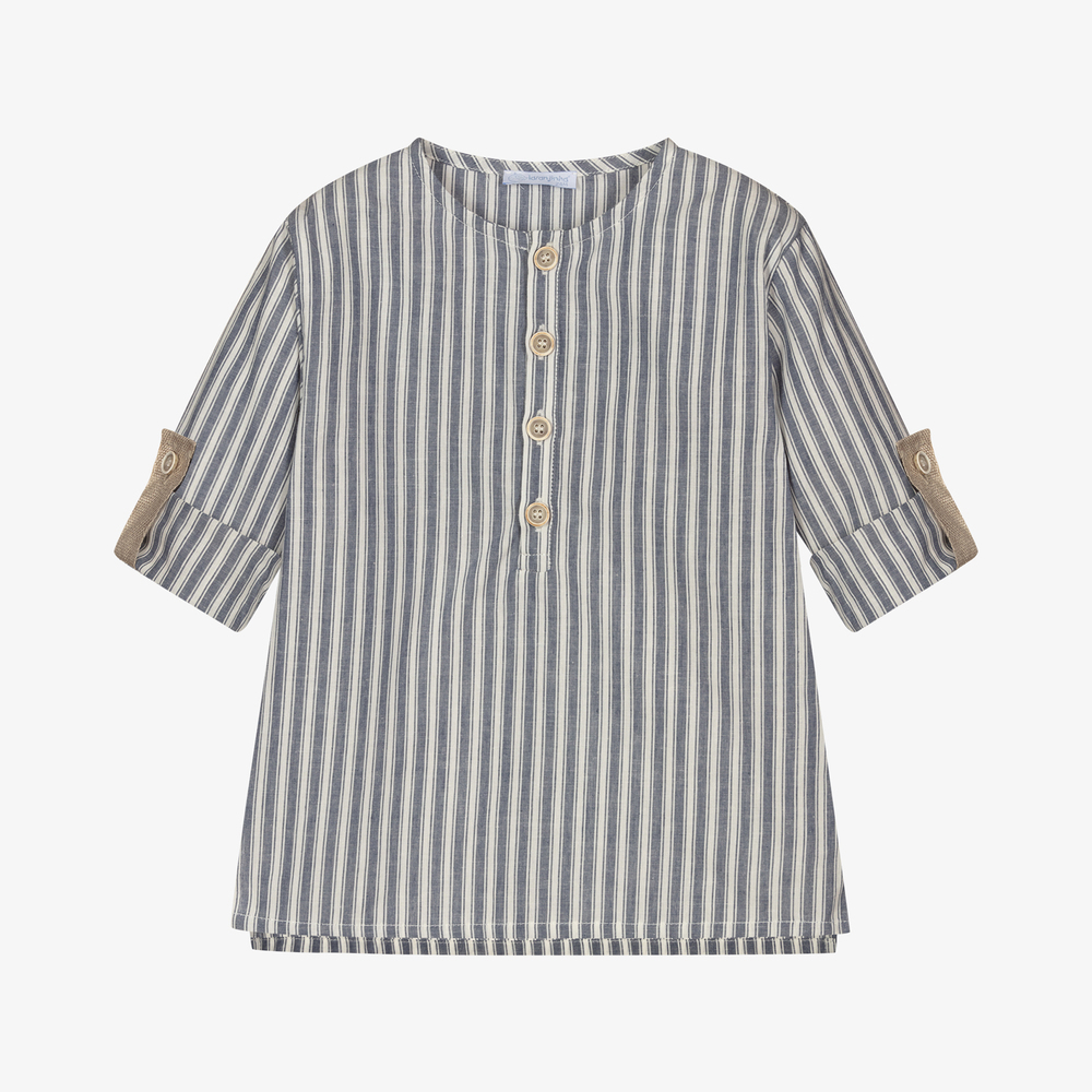 Laranjinha-Рубашка из смесового льна в голубую полоску | Childrensalon Outlet