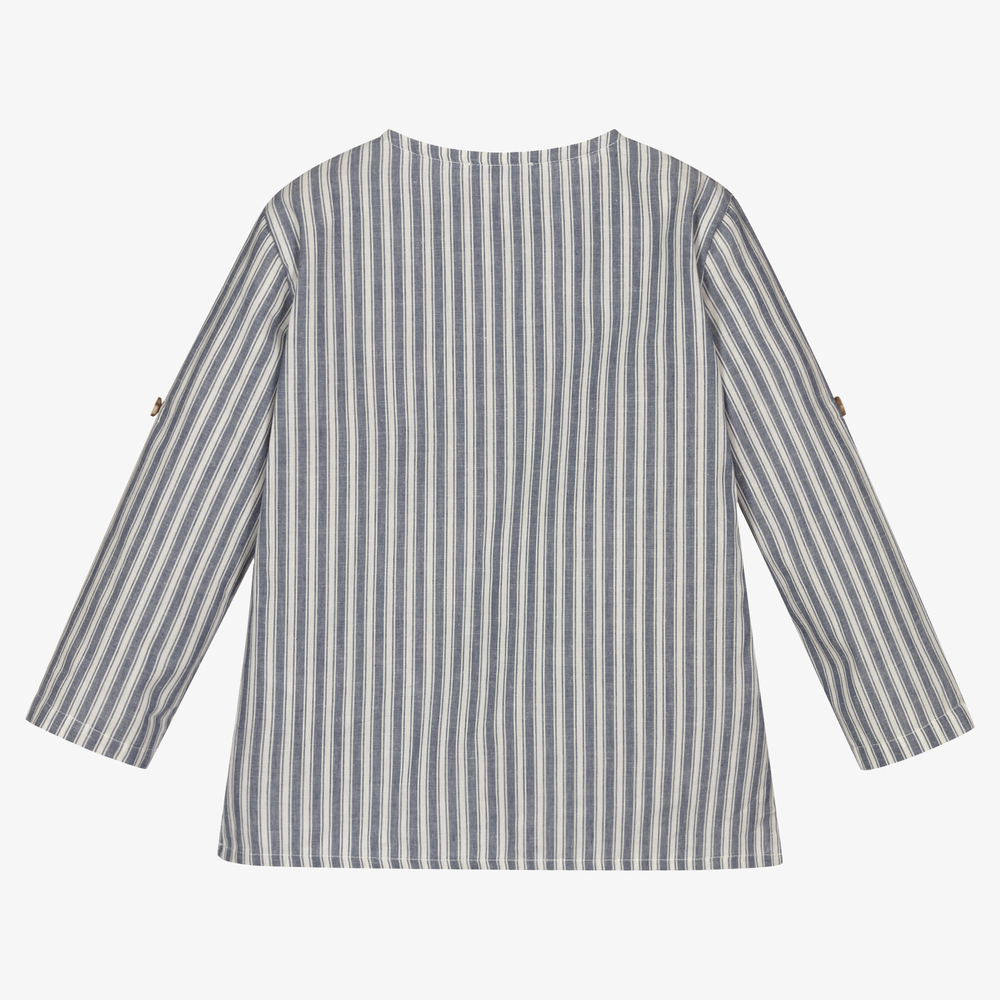 Laranjinha-Рубашка из смесового льна в голубую полоску | Childrensalon Outlet