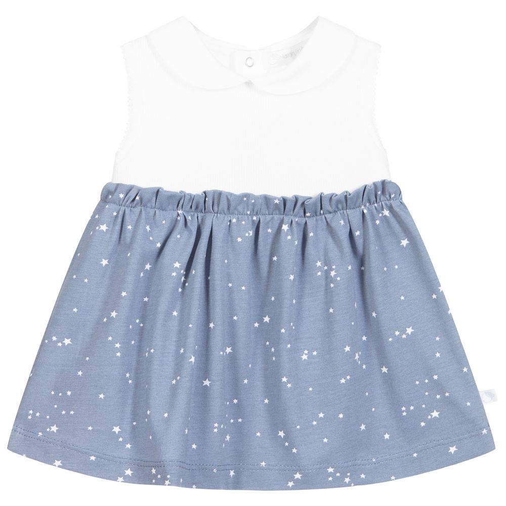 Laranjinha - Robe étoilée bleue et blanche | Childrensalon