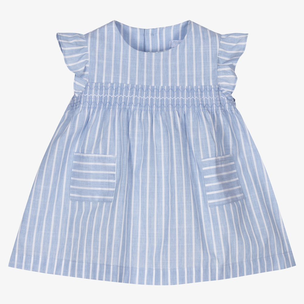 Laranjinha - Robe bleue et blanche rayée | Childrensalon