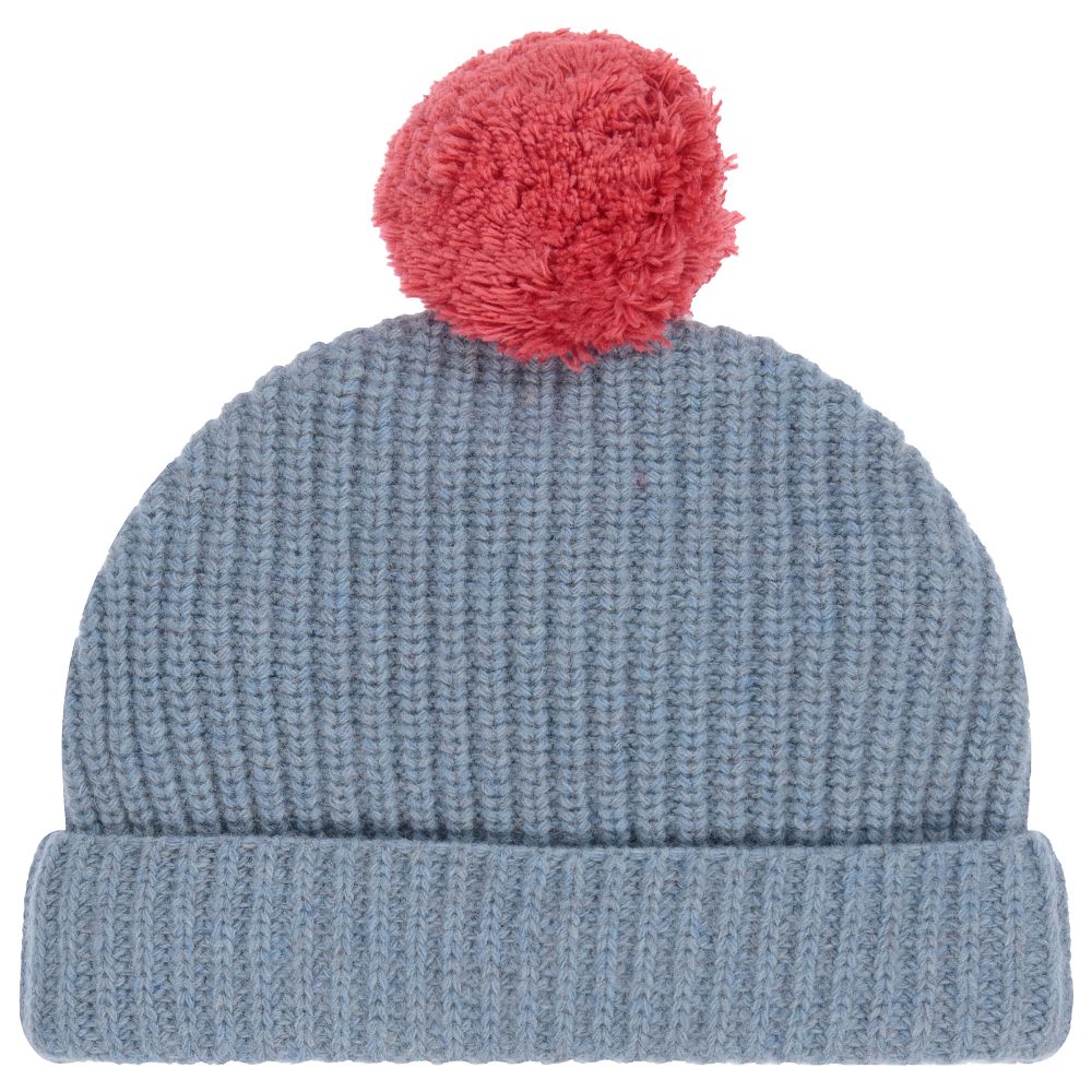 Laranjinha - Blue Wool Pom-Pom Hat | Childrensalon