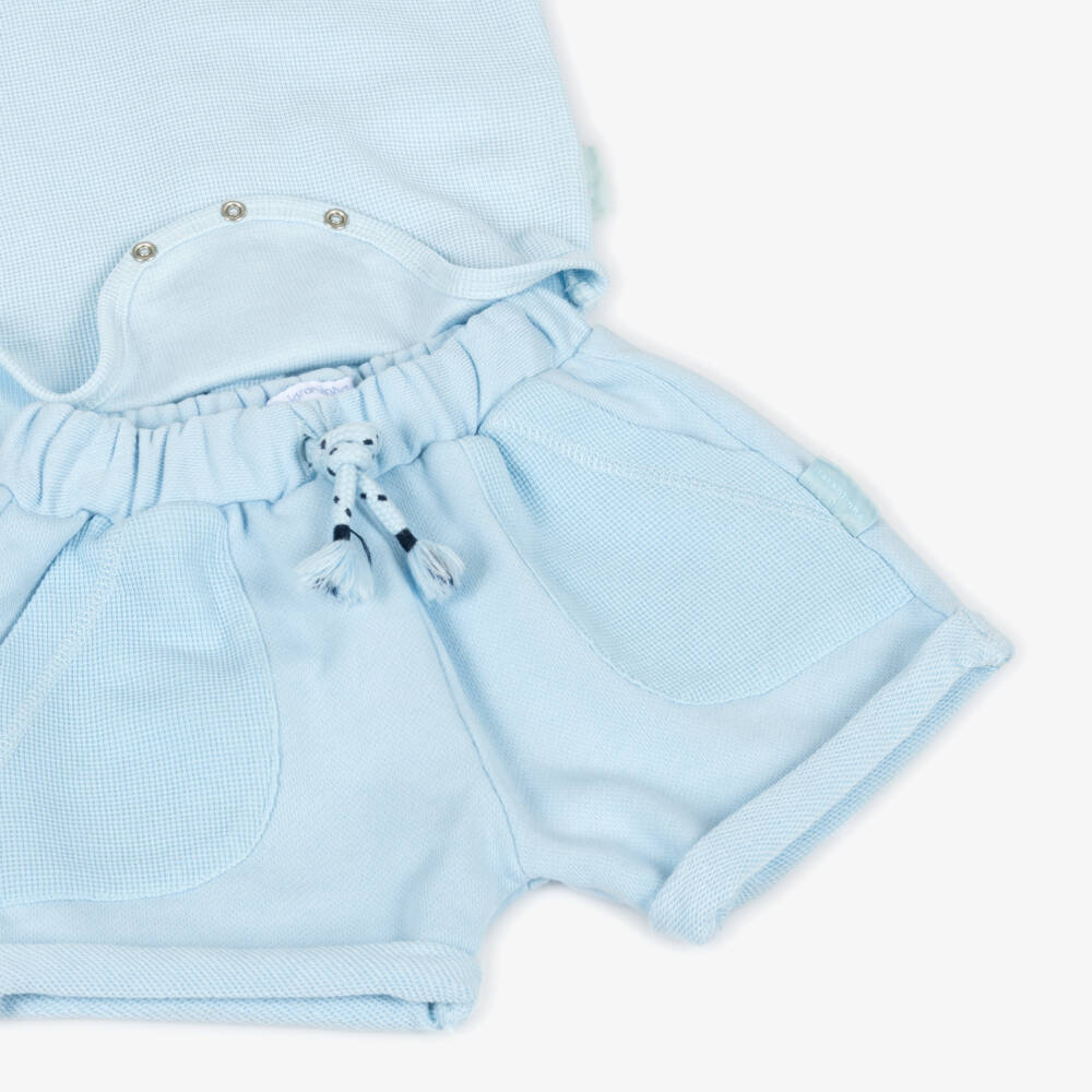 Laranjinha-Boys Azure Cotton Short Ensemble | Childrensalon Outlet