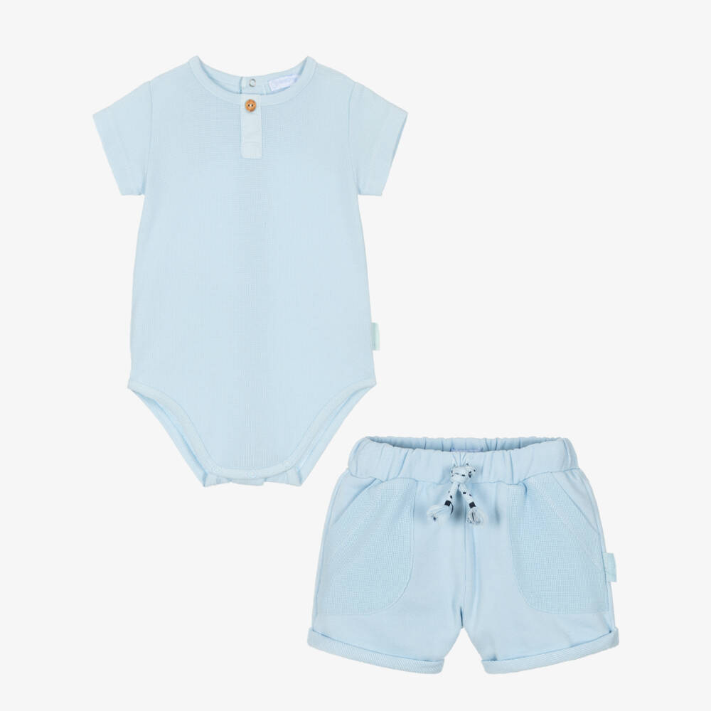 Laranjinha-Boys Azure Cotton Short Ensemble | Childrensalon Outlet
