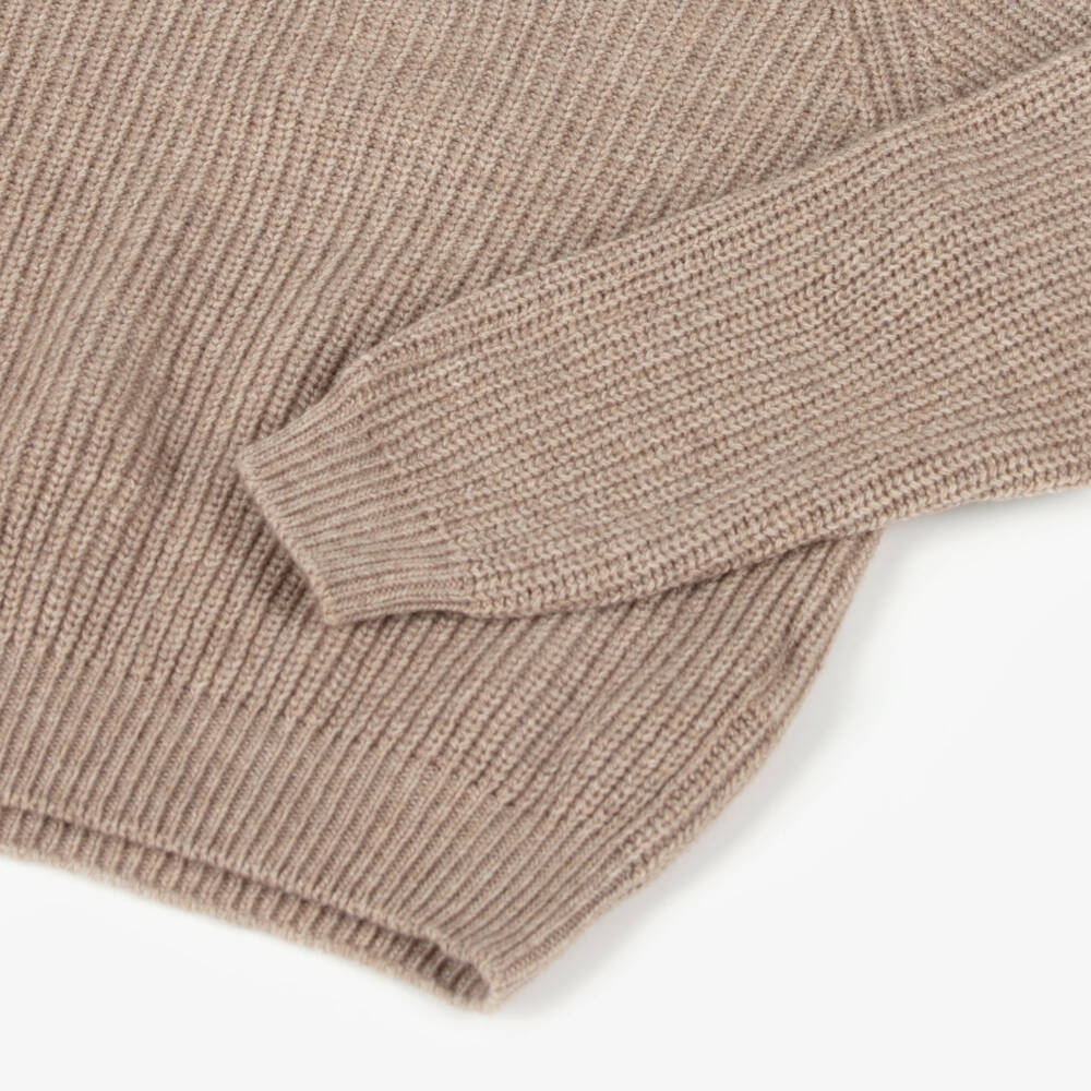 Laranjinha-Boys Beige Cashmere Wool Sweater | Childrensalon Outlet