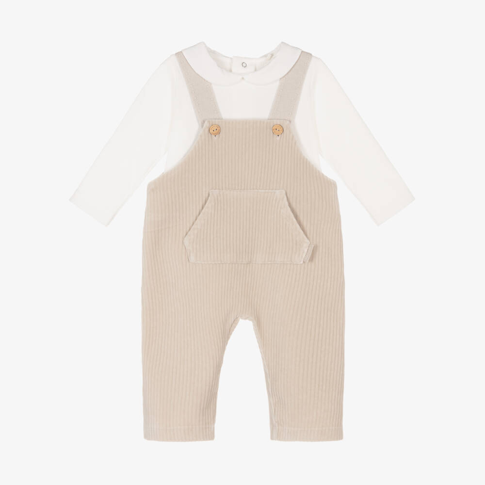 Laranjinha-Boys Beige Corduroy Dungaree Outfit | Childrensalon Outlet