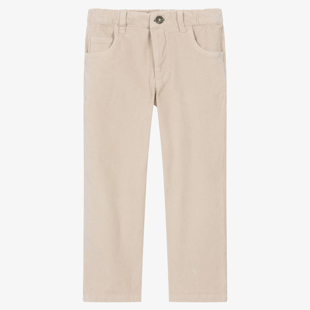 Laranjinha - Boys Beige Corduroy Trousers  | Childrensalon