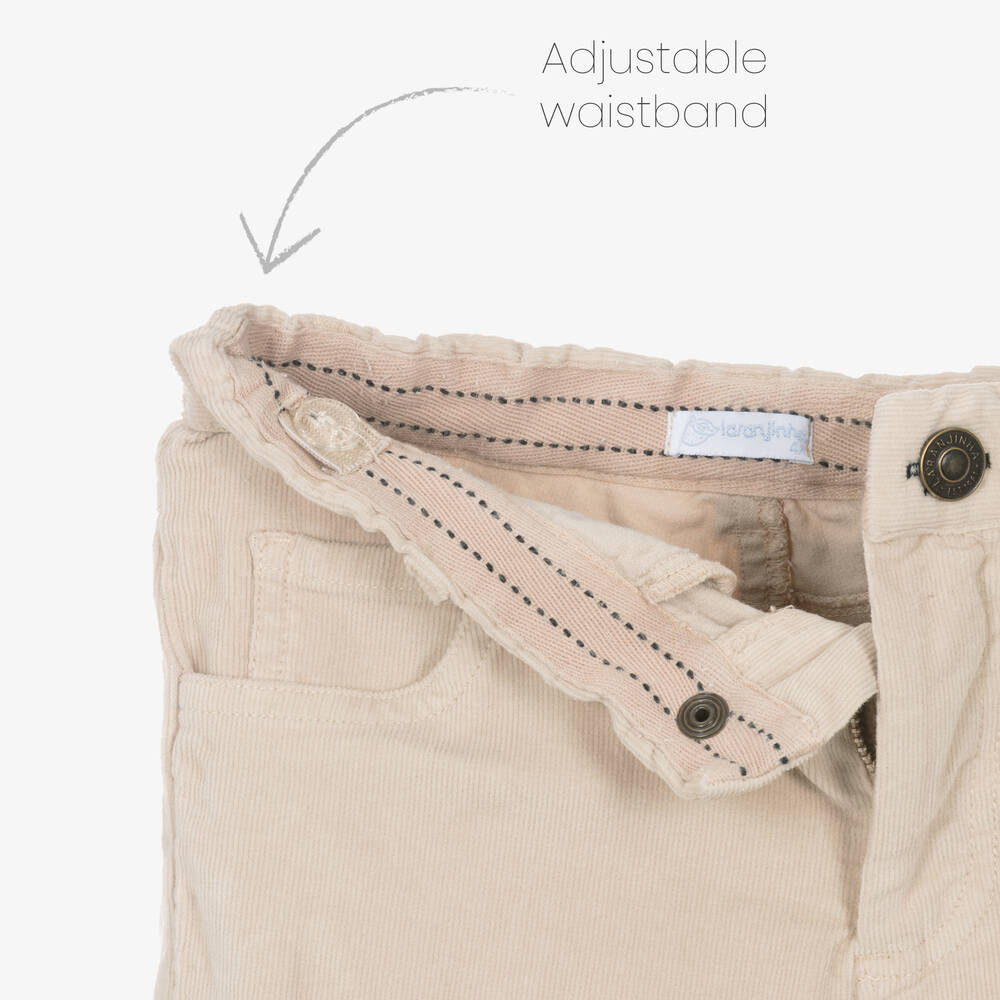 لارانجينا-بنطلون قطن كوردروي لون بيج للأولاد | Childrensalon Outlet