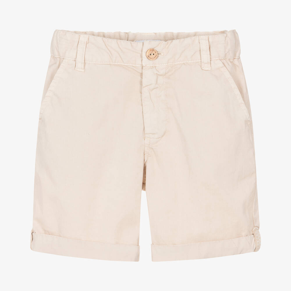 Laranjinha-Boys Beige Cotton Chino Shorts | Childrensalon Outlet
