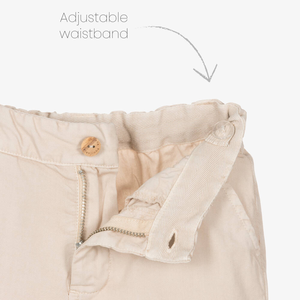 Laranjinha-Boys Beige Cotton Chino Shorts | Childrensalon Outlet