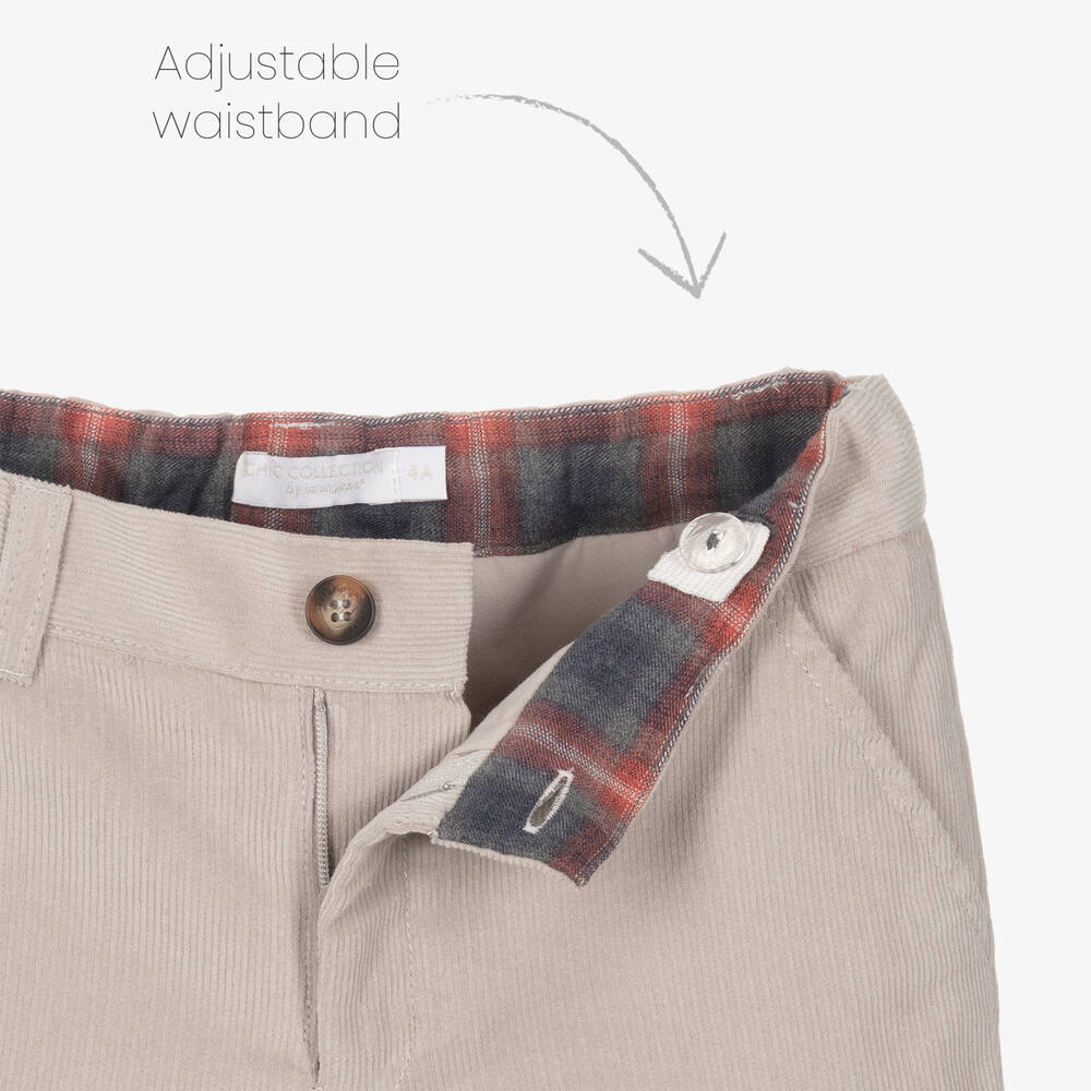 Laranjinha-شورت قطن كوردروي لون بيج للأولاد | Childrensalon Outlet