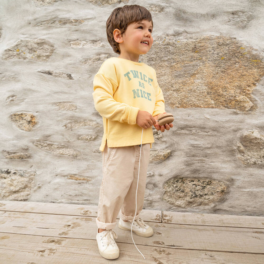 Laranjinha-Бежевые хлопковые брюки | Childrensalon Outlet