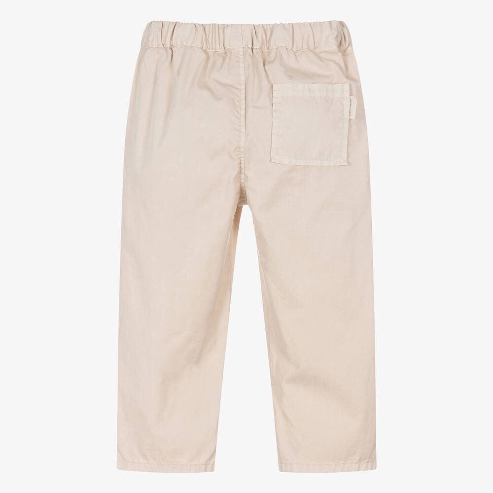 Laranjinha-Boys Beige Cotton Twill Trousers | Childrensalon Outlet