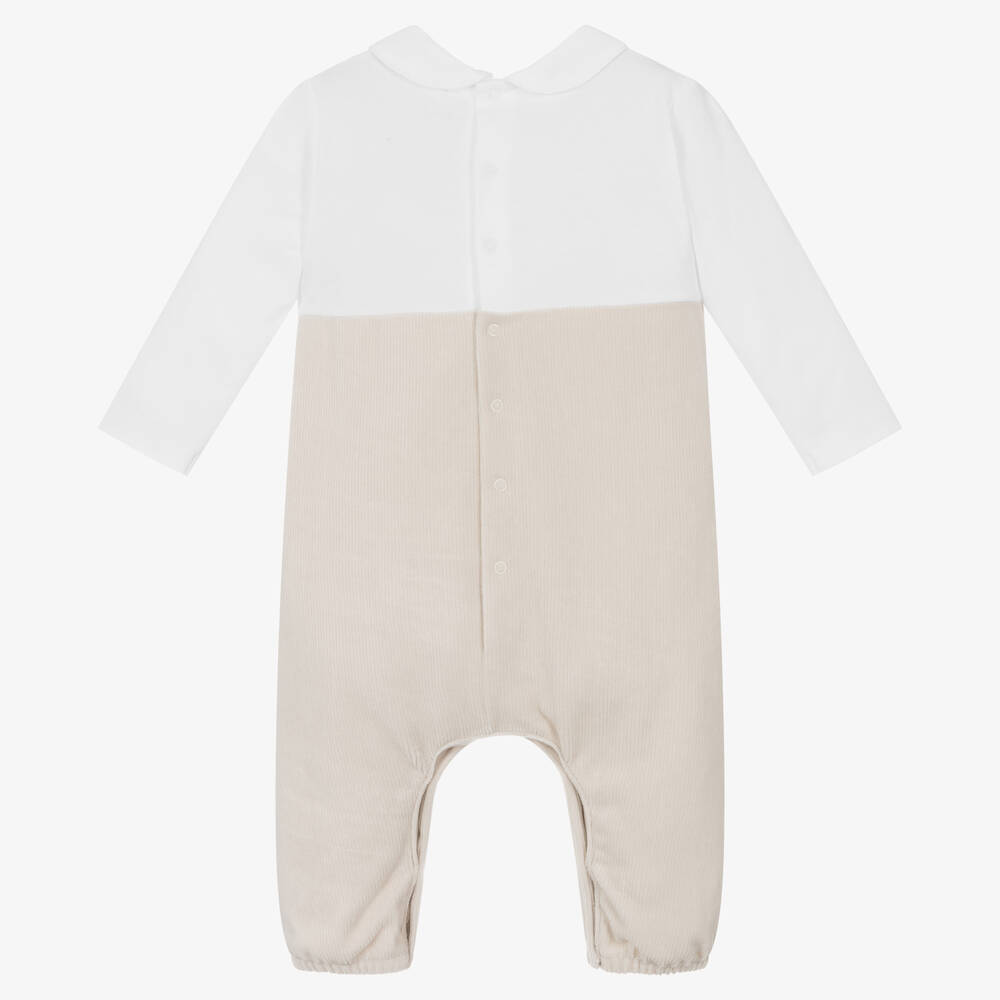 Laranjinha-بِدلة أفرول قطن لون بيج وأبيض للمواليد | Childrensalon Outlet