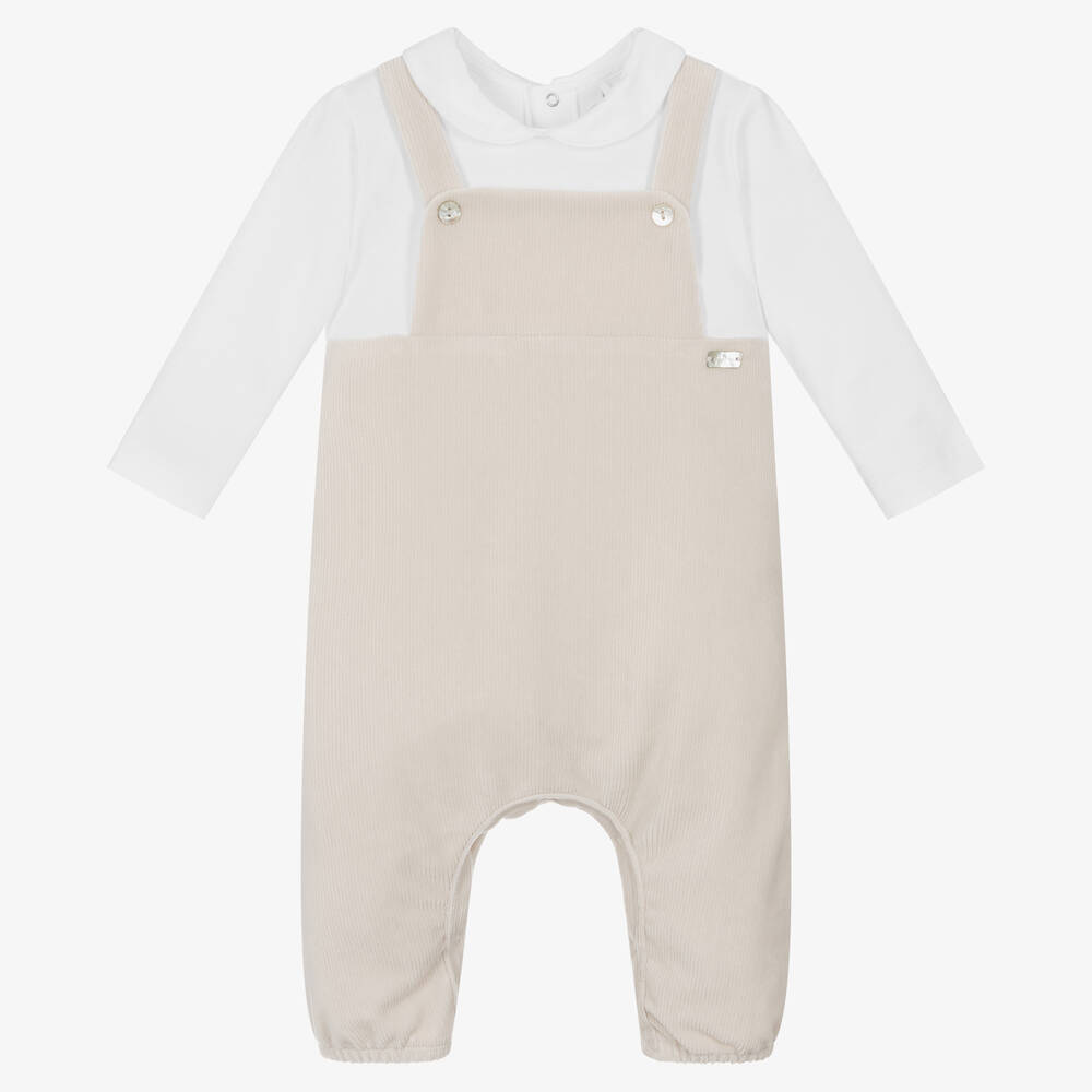 Laranjinha - Pyjama beige et blanc bébé garçon | Childrensalon