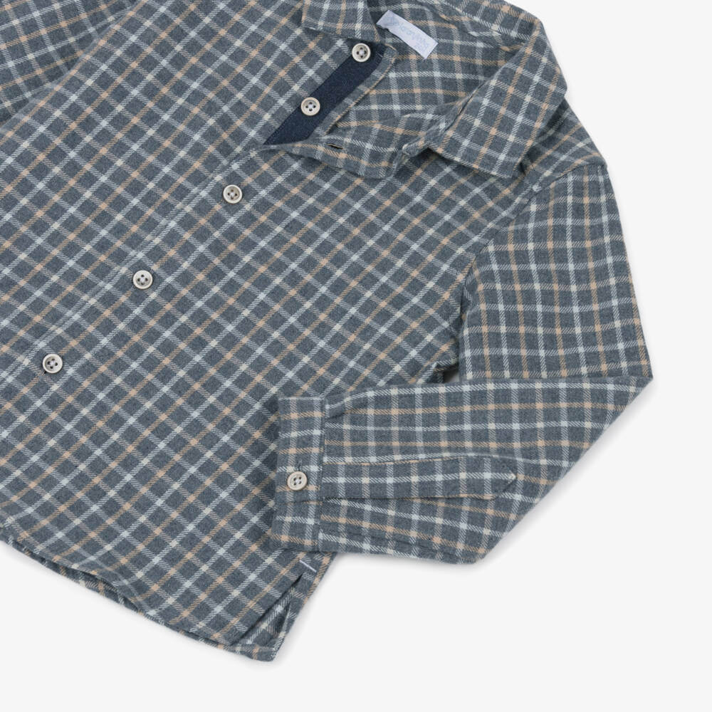 Laranjinha-Мягкая хлопковая рубашка в голубую клетку для мальчиков | Childrensalon Outlet