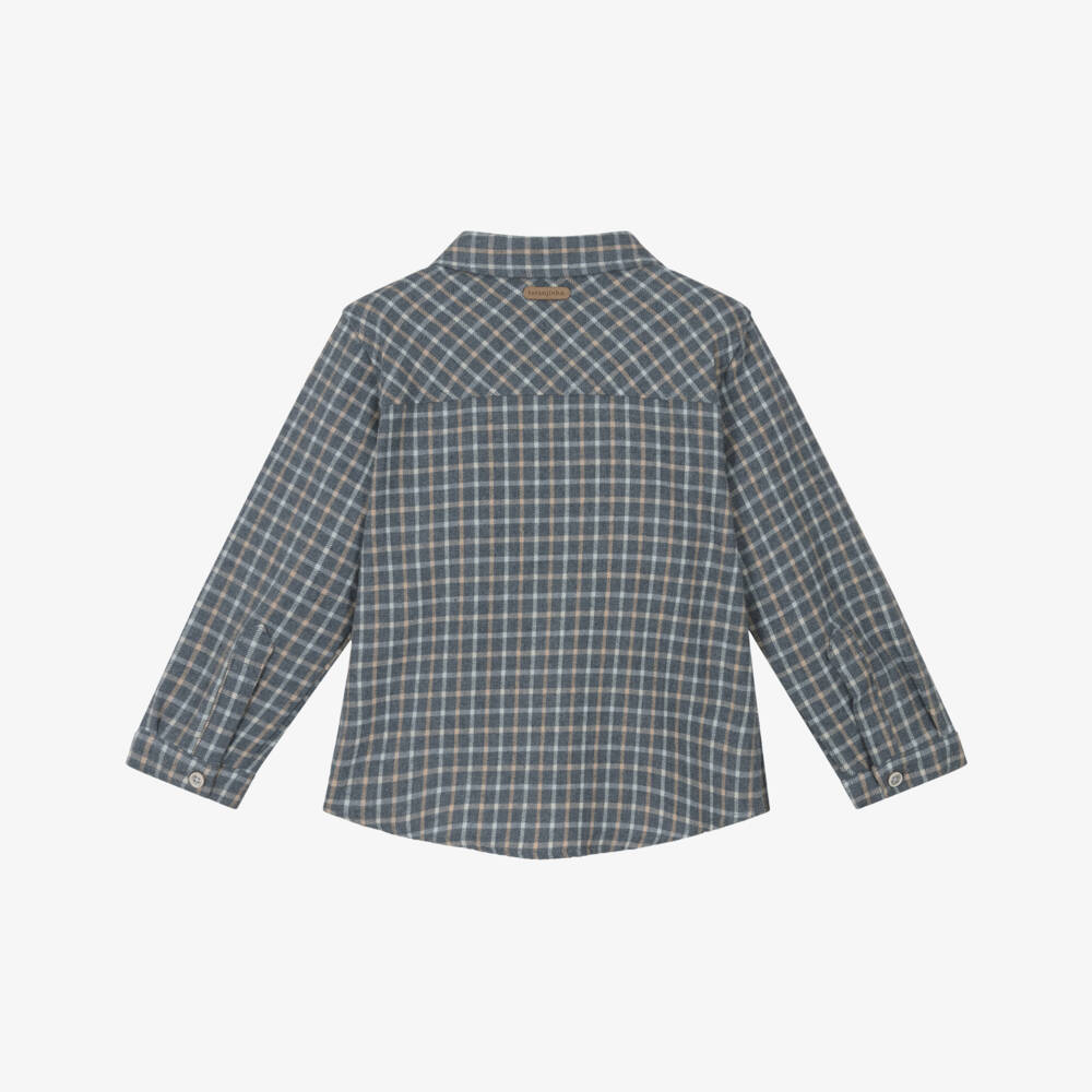 Laranjinha-Мягкая хлопковая рубашка в голубую клетку для мальчиков | Childrensalon Outlet