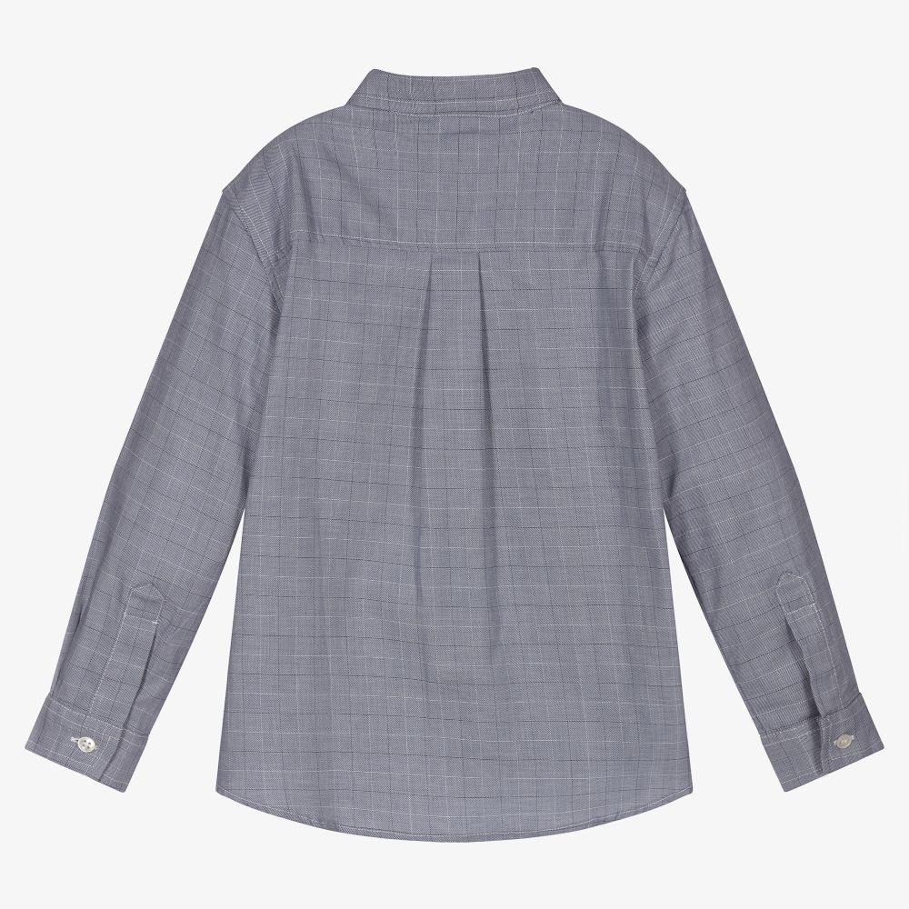 Laranjinha-Boys Blue Check Cotton Shirt | Childrensalon Outlet
