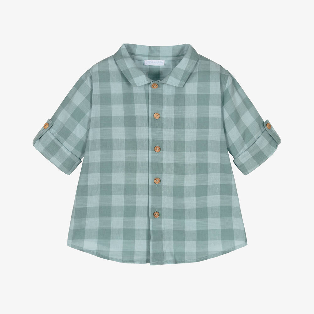 Laranjinha - Голубая хлопковая рубашка в клетку | Childrensalon